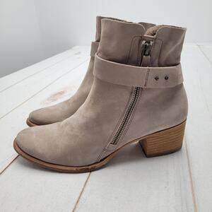 Paul Green Sheridan wrap nubuck suede leather boots taupe mushroom heeled